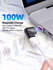 Магнитный адаптер-конвертер-переходник 100W 5A Type-C (папа-мама)для MacBook Pro,для телефона,для планшета USB-C,цвет белый