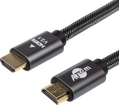 Кабель HDMI-HDMI Prmium ,Ver,2.1,60 Gz,3 метра, Atcom в пакете HIGH speed  в чулке - позолоченные разъемы